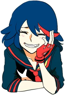 😁 Ryuko Matoi Kill la Kill Anime, Kill la Kill, Ryuko Matoi, Dziewczyna, Szczęśliwa, Uśmiechnięta telegram sticker