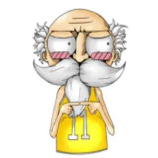 ☺️ cartoon, man, old man, blush, shy, yellow, white beard telegram sticker