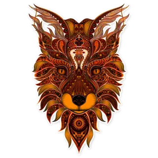 🦊 fox, animal, ornate, pattern, head, art, sticker telegram sticker