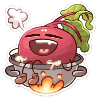 ☺️ betterave, légume, cuisine, nourriture, dessin animé, kawaii, mignon whatsapp sticker