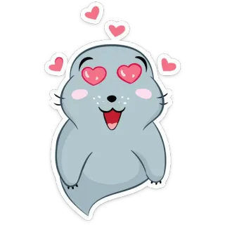 😍 Siegel, Cartoon, Tier, Liebe, Herzaugen, Süß, Niedlich telegram sticker