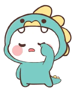 😮‍💨 cartoon, dinosaur, costume, cute, kawaii telegram sticker