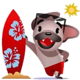 🌊 cachorro, surf, verão, praia, desenho animado, animal, férias telegram sticker