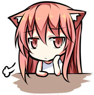 😒 Anime, Chica gato, Chibi, Kawaii, Lindo, Manga whatsapp sticker