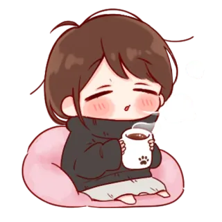 💞 chica, anime, lindo, café, kawaii whatsapp sticker