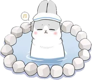 😌 rabbit, cute, relaxing, animal, bath, spa, kawaii telegram sticker