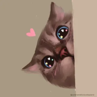 ❣ @undramaticocualquiera chat, mignon, animal, animal de compagnie, coeurs, yeux, art numérique whatsapp sticker