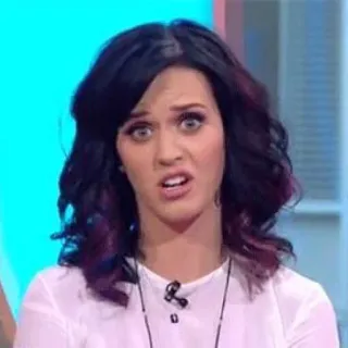 😐 Katy Perry Katy Perry, cantante, ritratto, meme, pop star, celebrità telegram sticker