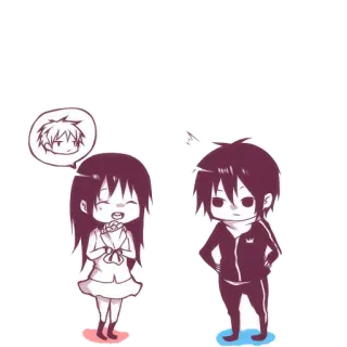 😚 anime, chibi, couple, romance, cute whatsapp sticker