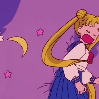 🌙 Sailor Moon anime, slaperig, schattig, kawaii, cartoon, meisje telegram sticker