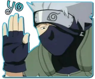 👋 Kakashi Naruto yo カカシ, ナルト, アニメ, 波, 挨拶, 忍者 telegram sticker