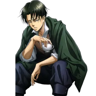☕️ Levi Ackerman Attack on Titan anime, manga, Levi, Attack on Titan, tea, captain Levi telegram sticker