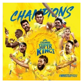 🏆 CHAMPIONS #WHISTLEPODU Cricket, Sport, Campioni, Squadra, Chennai Super Kings, Celebrazione telegram sticker