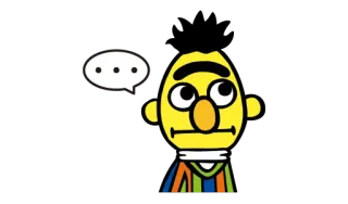 😧 Bert เบิร์ต, เซซามีสตรีท, ตัวการ์ตูน, คิด, หุ่นกระบอก telegram sticker