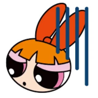 😓 Blossom Powerpuff Girls мультфильм, цветок, суперкрошки, персонаж, обеспокоенный telegram sticker