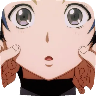 😬 Anime, Manga, Cartone animato, Sorpreso, Faccia, Pizzicare le guance telegram sticker