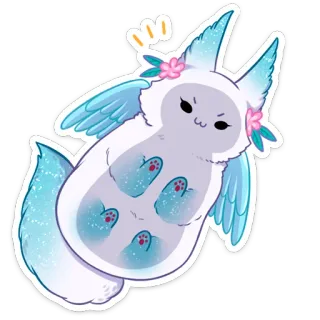 🐾 criatura, alado, flores, animal, lindo, fantasía telegram sticker