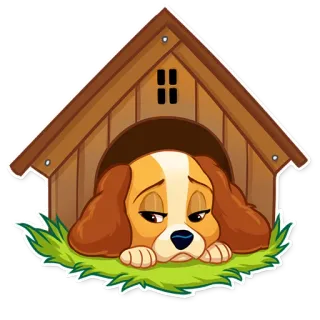 😞 chien, niche, triste, mignon, dessin animé telegram sticker
