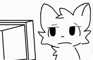 😢 hoạt hình, mèo, buồn, máy tính, bản vẽ, hình minh họa telegram sticker