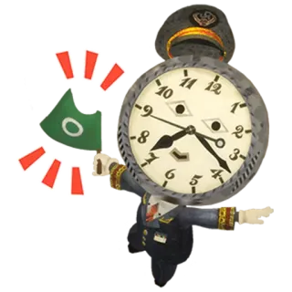 ⭕️ 时钟, 列车员, 时间, 角色, 卡通 telegram sticker
