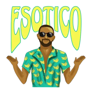 🤷‍♂ ESOTICO แปลกใหม่, เขตร้อน, เสื้อลายกล้วย, ผู้ชาย, แว่นกันแดด telegram sticker