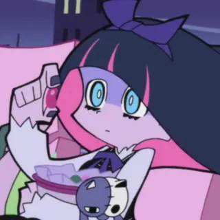 😧 Stocking Panty & Stocking with Garterbelt Anime, Desenho animado, Personagem, Stocking, Doces, Comida telegram sticker