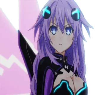 😡 Purple Heart Hyperdimension Neptunia Anime, Jeu vidéo, Cheveux violets, Personnage, Femme telegram sticker