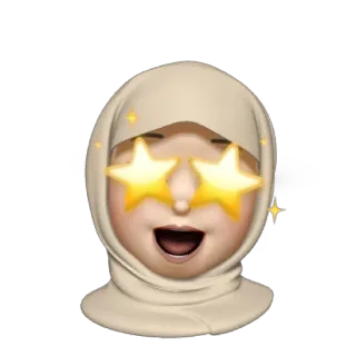 💿 Emoji, Kobieta, Hidżab, Gwiazdy, Twarz, Podekscytowana telegram sticker