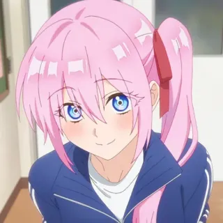 🌷 Anime, Mädchen, rosa Haare, blaue Augen, süß, Cartoon telegram sticker
