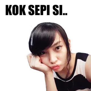 😕 KOK SEPI SI.. orang, wanita, wajah, bosan whatsapp sticker