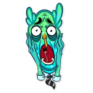 😱 Мультик, Монстр, В шоке, Испуганный, Лицо, Выражение, Смешной, Существо whatsapp sticker