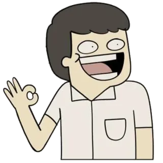 😂 cartone animato, personaggio, segno ok, gesto, divertente, animazione telegram sticker