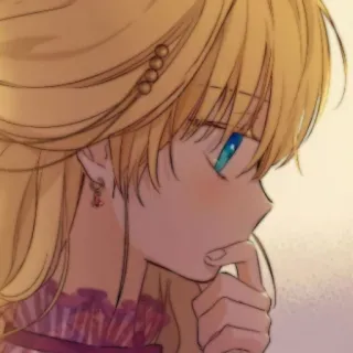 🪜 chica anime, pelo rubio, ojos azules, personaje, ilustración telegram sticker