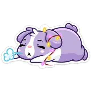 ☹ perro, lindo, animal, dibujos animados, dormilón, luces, agotado telegram sticker