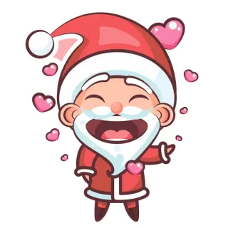 😍 Santa Claus Weihnachtsmann, Weihnachten, Herz, Feiertag, süß, Cartoon telegram sticker