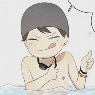 💱 pływanie, kciuk w górę, woda, czepek, kreskówka, słodki, radosny telegram sticker