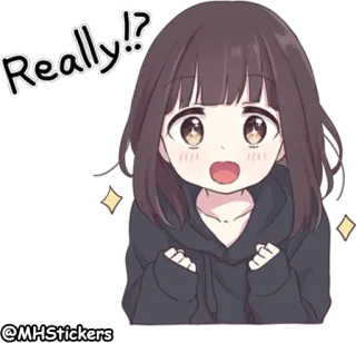 🤩 Really!? Anime, Garota, Fofo, Pergunta, Sério telegram sticker