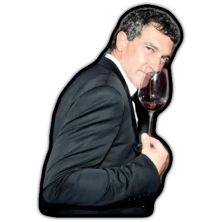 😏 man, wine, glass, suit, drinking, red wine, portrait whatsapp sticker
