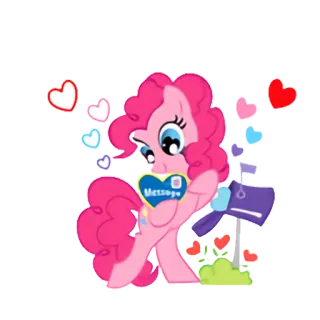 💌 Pinkie Pie My Little Pony Message Kucyk, Pinkie Pie, Serca, Kreskówka, Przyjaźń, Wiadomość, Przyjaciel telegram sticker
