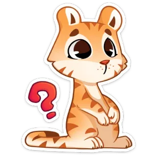 🐅 cat, question mark, cute, animal, cartoon, sticker telegram sticker