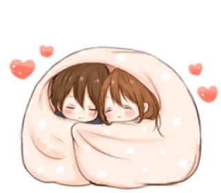❤ para, miłość, słodkie, kreskówka, przytulanie telegram sticker