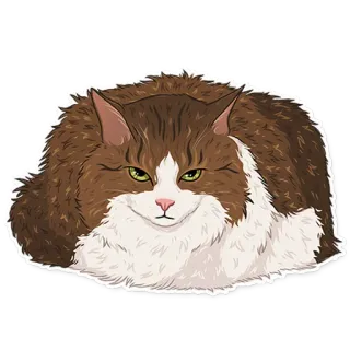 👿 gatto, animale, animale domestico, marrone, bianco, soffice, cartone animato telegram sticker
