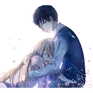 💑 Your Lie in April Anime, Romance, Triste, Emocional, Abraço telegram sticker