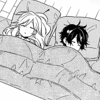 ♠️ dormindo, casal, cama, anime, mangá, kawaii, juntos, fofo, romance telegram sticker