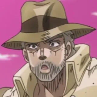 😲 Joseph Joestar JoJo's Bizarre Adventure anime, personagem, chapéu, surpreso, rosto, expressão telegram sticker