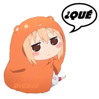 ❔ ¿QUE Anime, Lindo, Chica, Pregunta, Oso, Sudadera con capucha, Dibujos animados, Pegatina telegram sticker