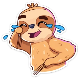 😂 leniwiec, szczęśliwy, płacz, kreskówka, słodki, zwierzę telegram sticker