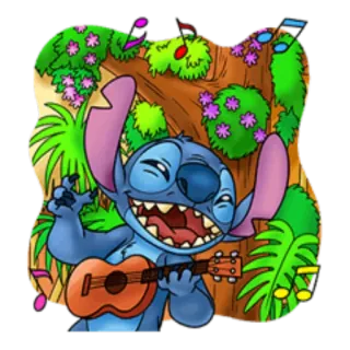 🎼 Stitch Lilo & Stitch Stitch, Lilo & Stitch, Ukulele, Desenho animado, Fofo, Disney, Alien, Música telegram sticker