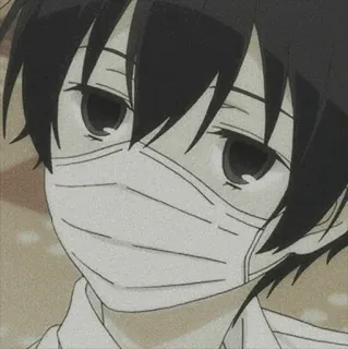 ⛓ Anime, Junge, Maske, Jugend, Porträt, Zeichnung telegram sticker