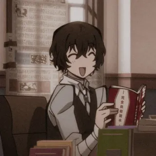 📺 Dazai Osamu Bungou Stray Dogs Anime, Manga, souriant, livre, Bungo Stray Dogs telegram sticker